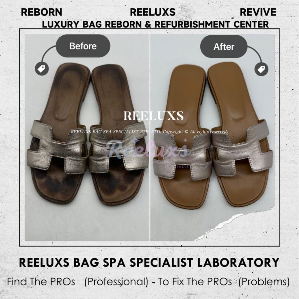 Oran Sandals Foot Base Color Faded & Leather Scratches Color Restoration &… — frame 1