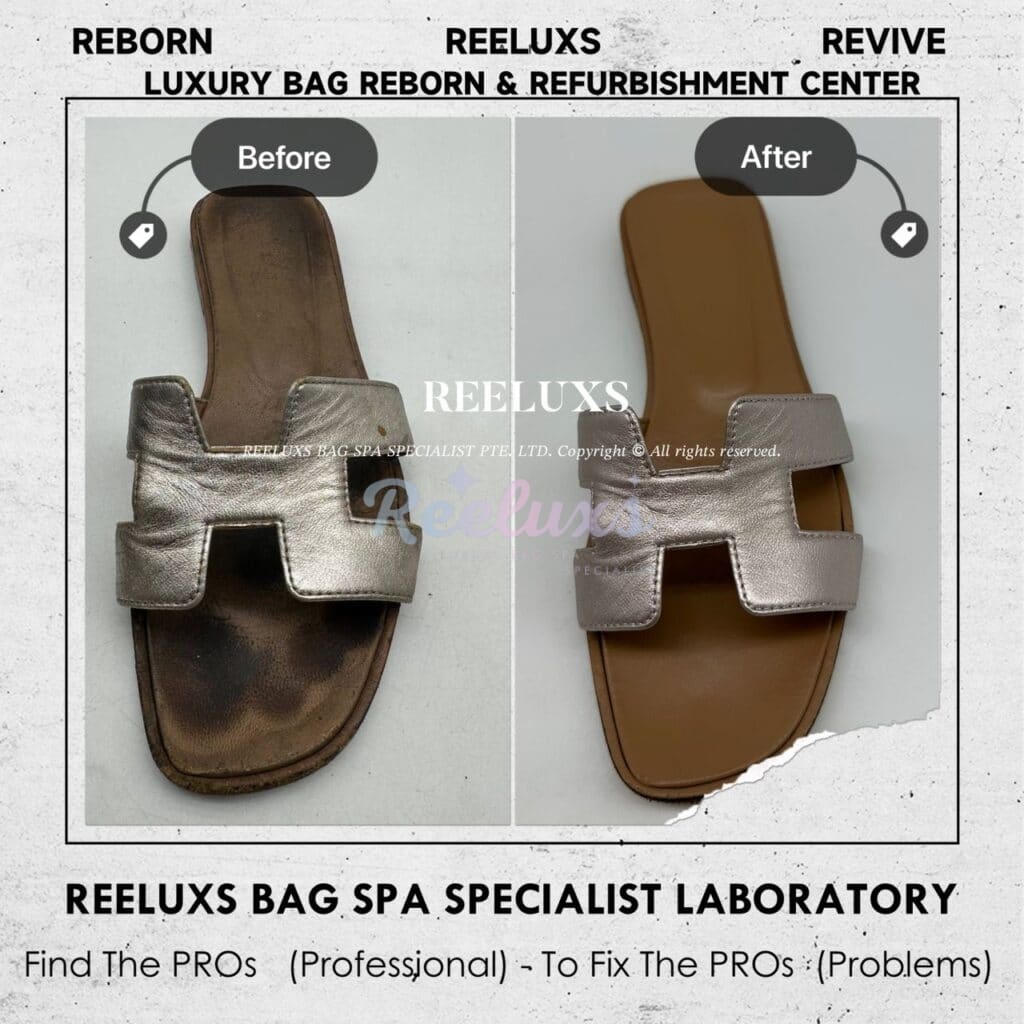 Oran Sandals Foot Base Color Faded & Leather Scratches Color Restoration &… — frame 5