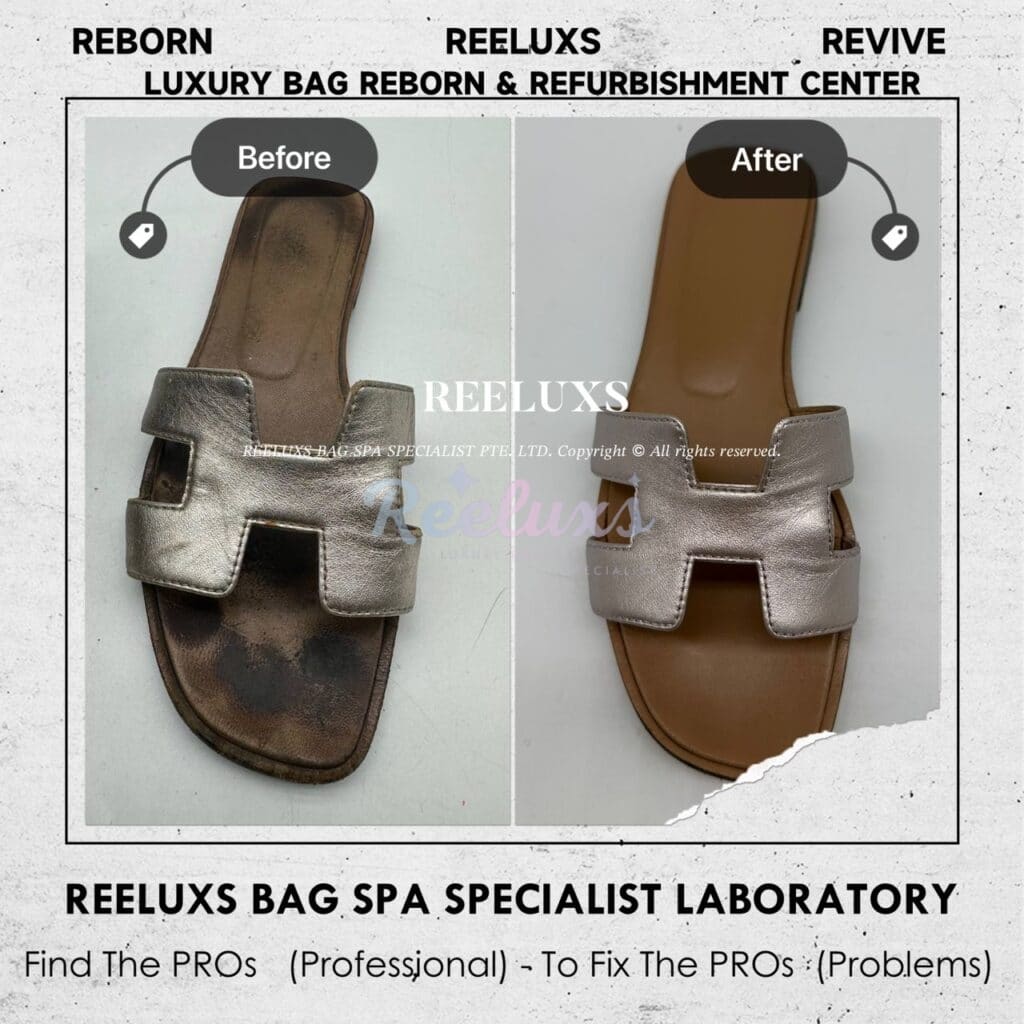 Oran Sandals Foot Base Color Faded & Leather Scratches Color Restoration &… — frame 6