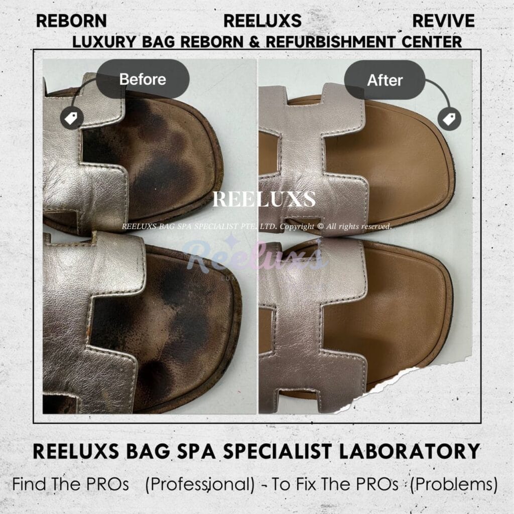 Oran Sandals Foot Base Color Faded & Leather Scratches Color Restoration &… — frame 3