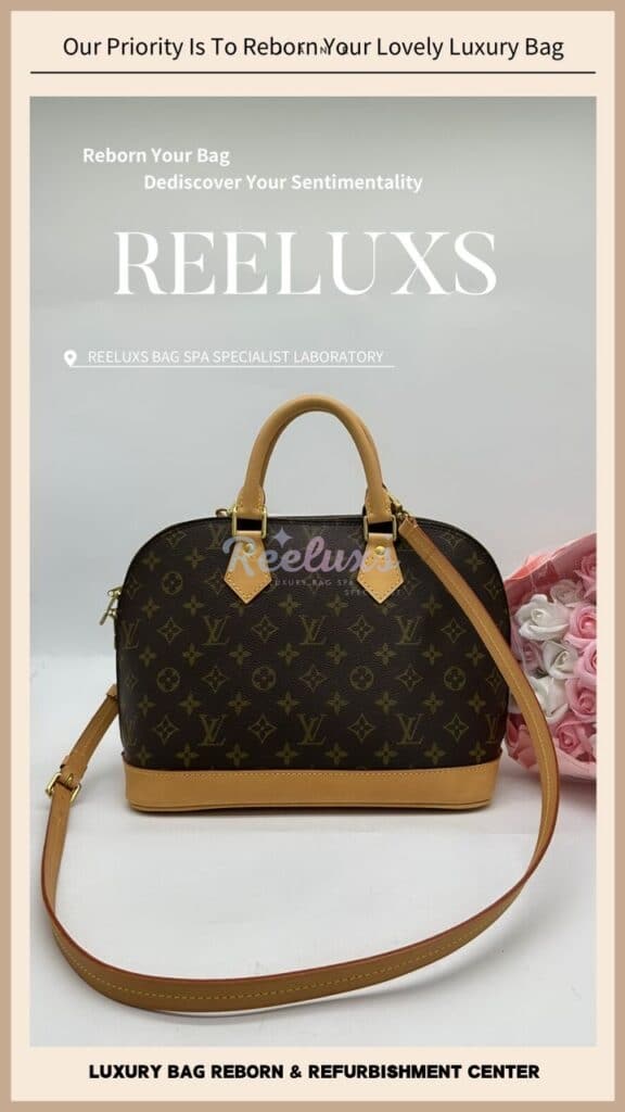 Monogram Canvas Alma PM Handbag Color Faded Vachetta Full Stain & Scratches — frame 3
