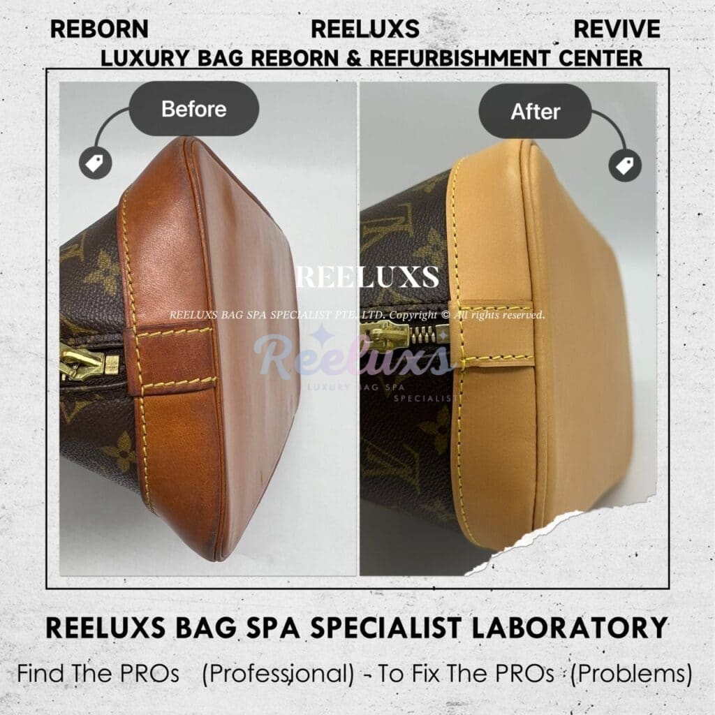 Monogram Canvas Alma PM Handbag Color Faded Vachetta Full Stain & Scratches — frame 9