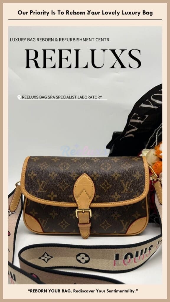 Monogram Canvas Diane Sling Bag Vachetta Black Stain Mark Problem Vachetta — frame 6