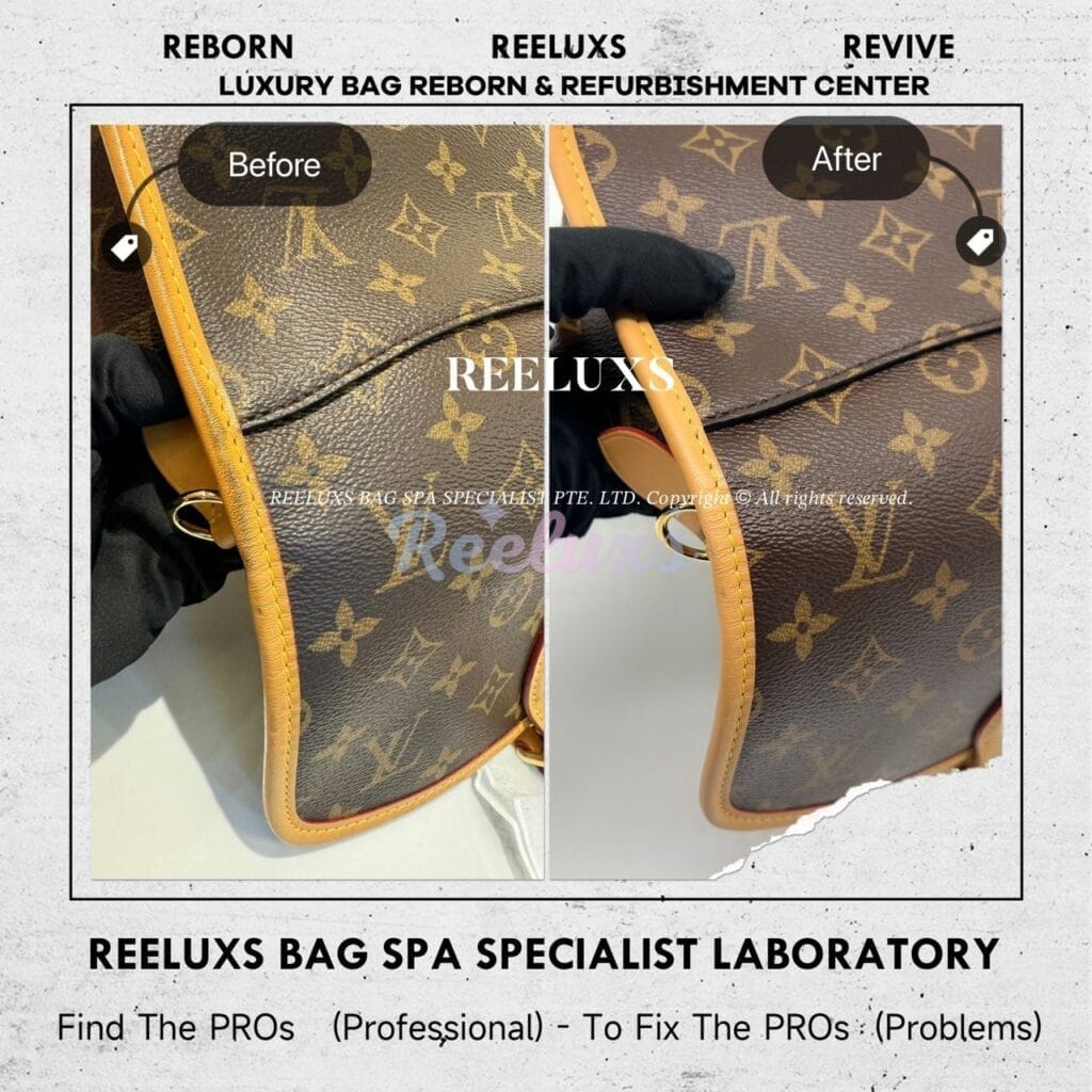 Monogram Canvas Diane Sling Bag Vachetta Black Stain Mark Problem Vachetta — frame 3