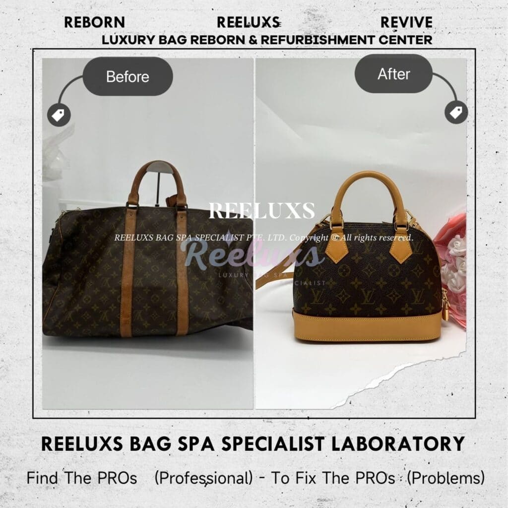 Monogram Keepall Handbag Vachetta Fully Stain & Scratches Customized To Alma BB… — frame 2