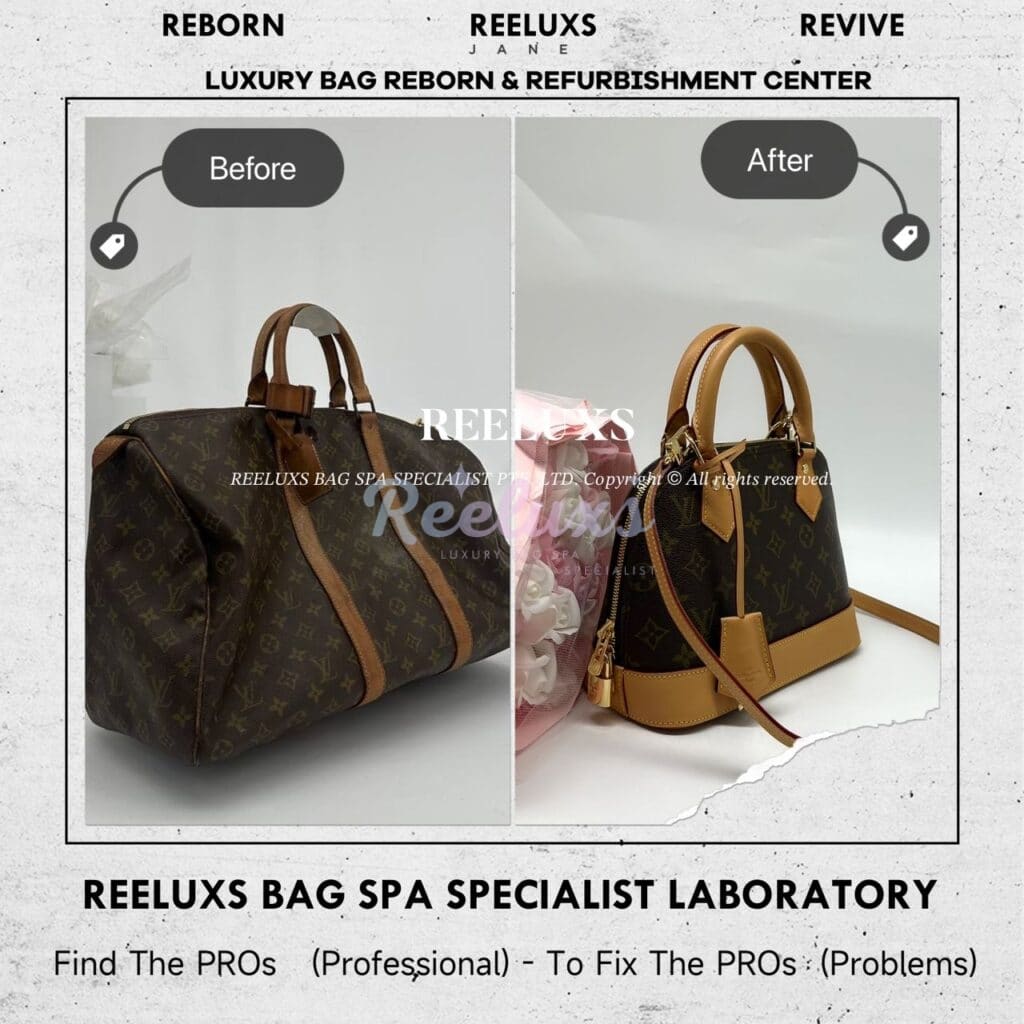 Monogram Keepall Handbag Vachetta Fully Stain & Scratches Customized To Alma BB… — frame 3
