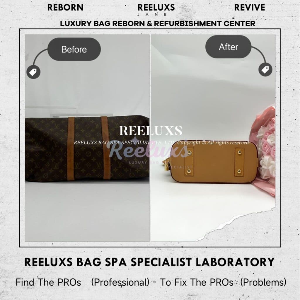 Monogram Keepall Handbag Vachetta Fully Stain & Scratches Customized To Alma BB… — frame 6