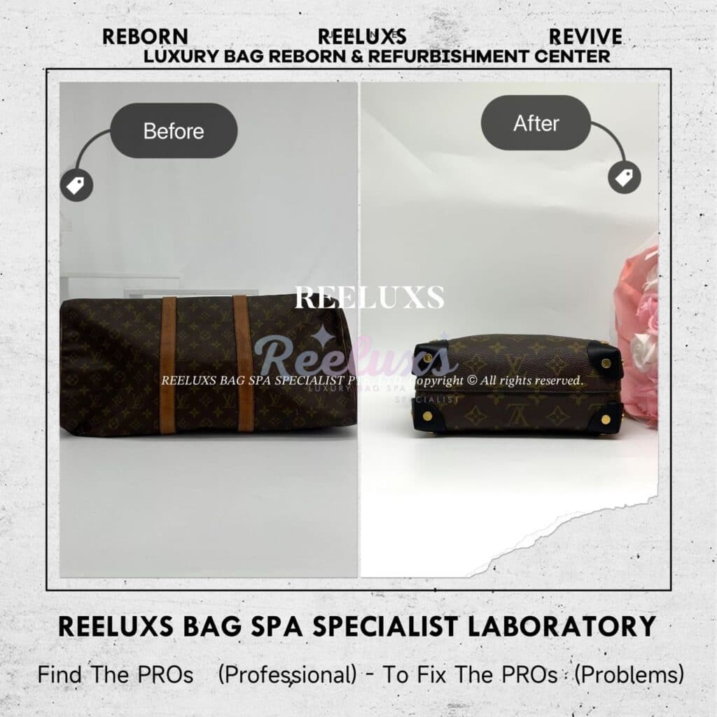 Monogram Keepall Handbag Vachetta Fully Stain & Scratches Customized To Petite Malle… — frame 5
