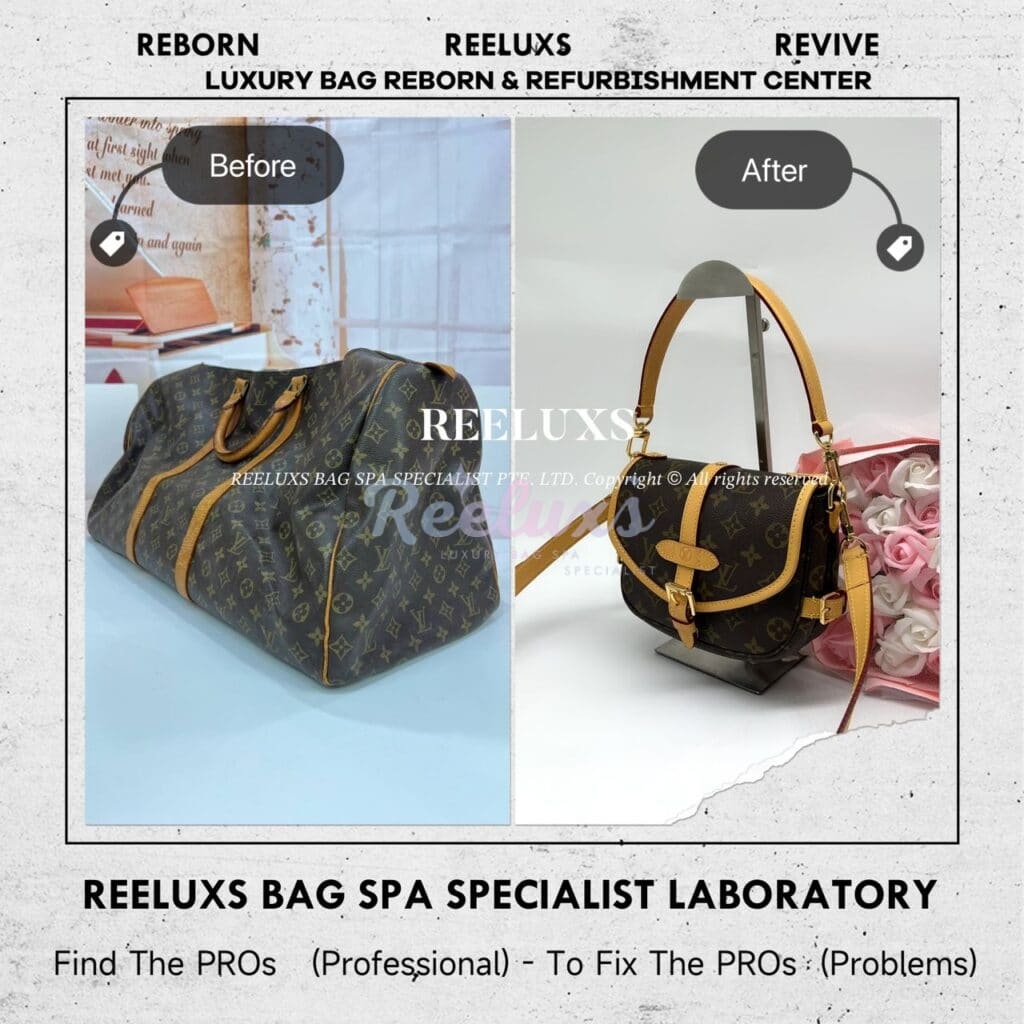 Monogram Keepall Handbag Vachetta Fully Stain & Scratches Customized To Saumur BB… — frame 5