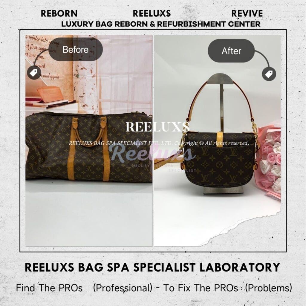Monogram Keepall Handbag Vachetta Fully Stain & Scratches Customized To Saumur BB… — frame 6