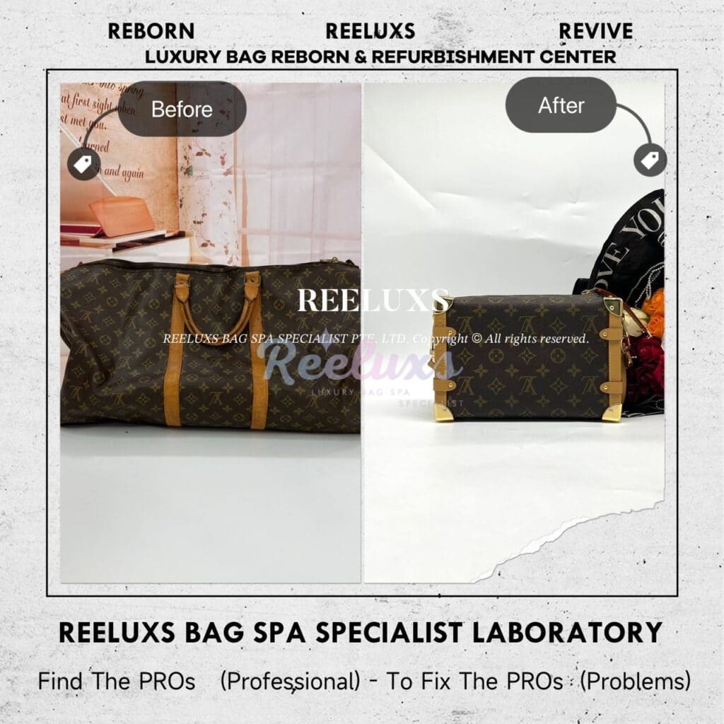 Monogram Keepall Handbag Vachetta Fully Stain & Scratches Customized To Side Trunk… — frame 6