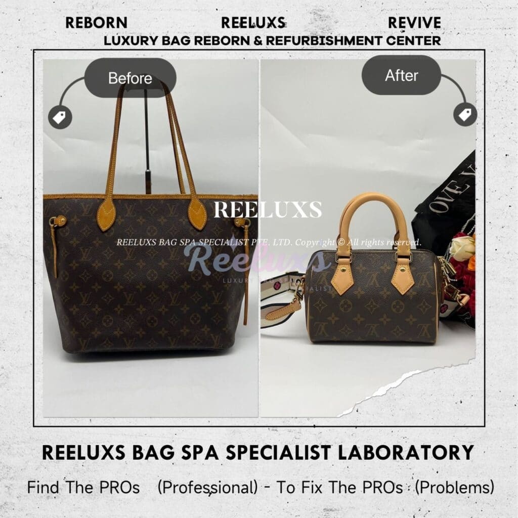 Neverfull MM Monogram Canvas Vachetta Cracked & Damaged Customised To Speedy Bandoulière… — frame 1