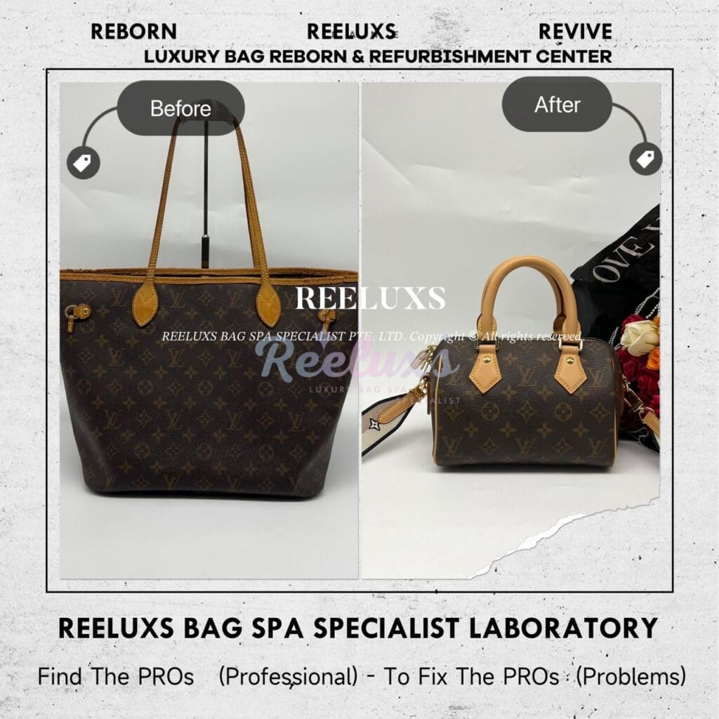 Neverfull MM Monogram Canvas Vachetta Cracked & Damaged Customised To Speedy Bandoulière… — frame 6