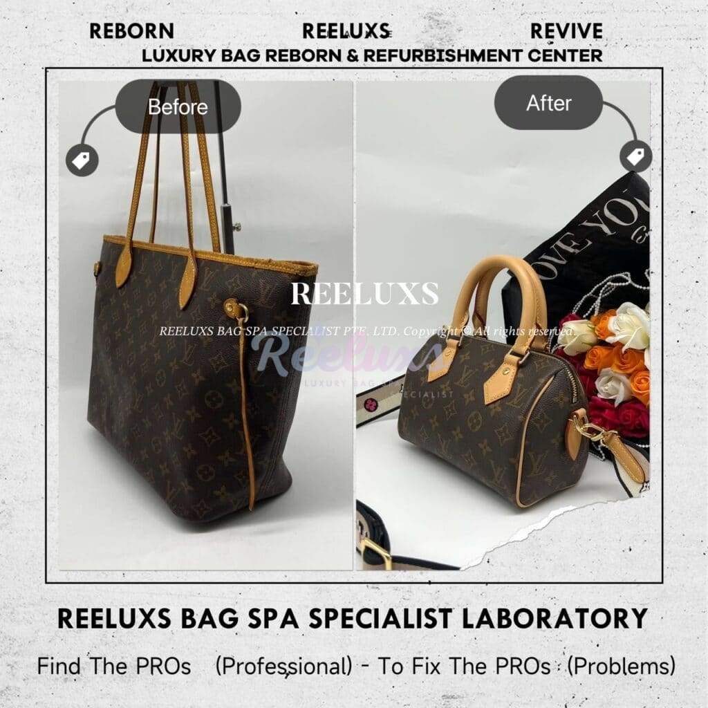 Neverfull MM Monogram Canvas Vachetta Cracked & Damaged Customised To Speedy Bandoulière… — frame 5