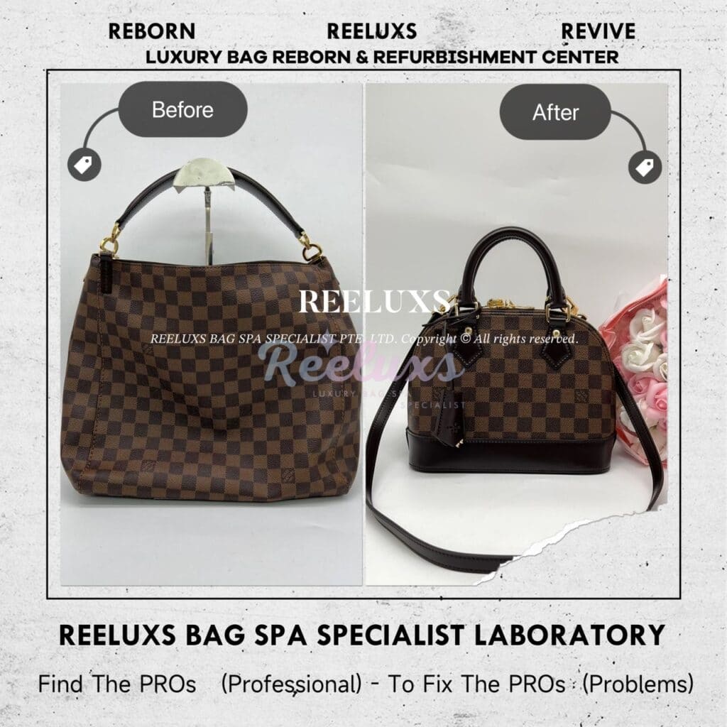 Portobello Damier Leather Faded Customised To Alma BB Damier Ebene Bag — frame 1