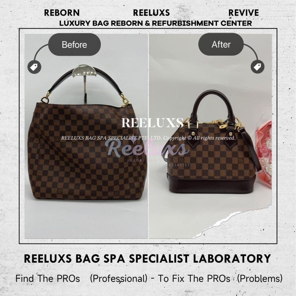 Portobello Damier Leather Faded Customised To Alma BB Damier Ebene Bag — frame 6