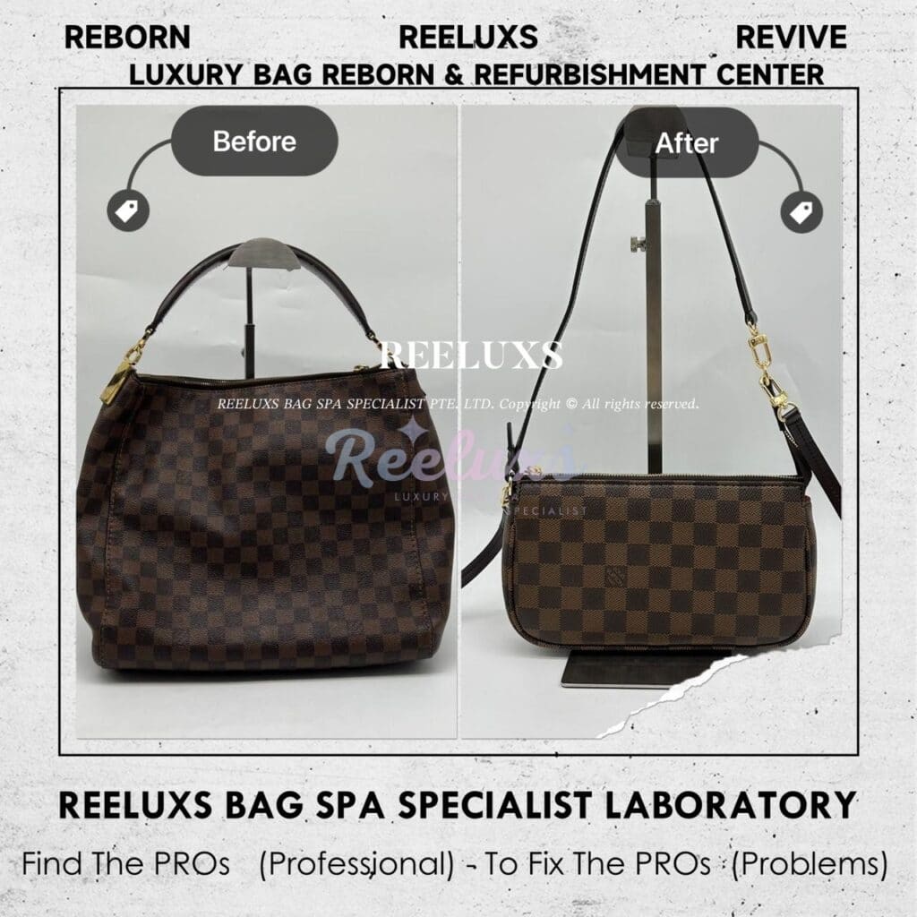 Portobello Damier Leather Faded Customised To Pochette Damier Ebene Shoulder Bag — frame 3
