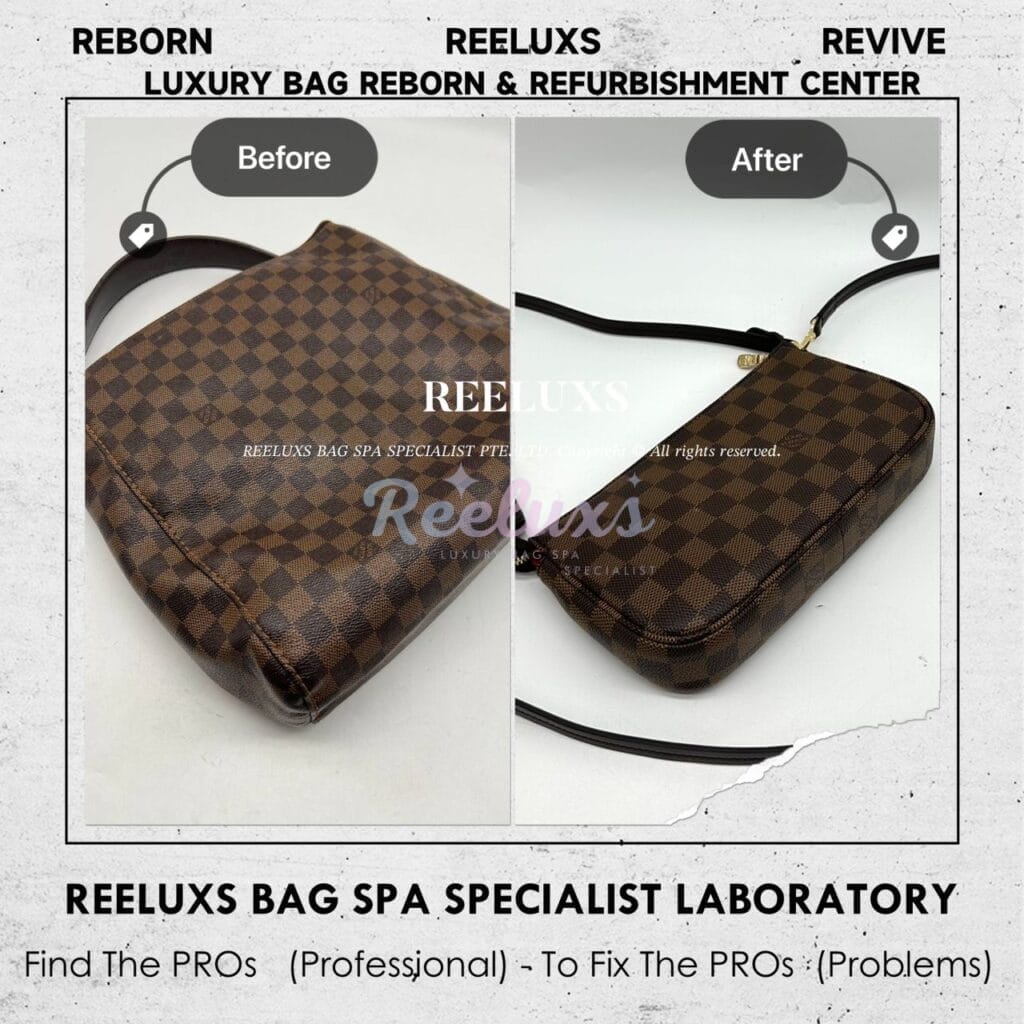 Portobello Damier Leather Faded Customised To Pochette Damier Ebene Shoulder Bag — frame 5