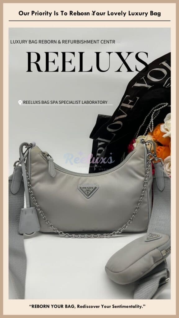 Re-Edition 2005 Re-Nylon Grey Bag Yellowish Stain Mark Nano Spa Treatment — frame 10