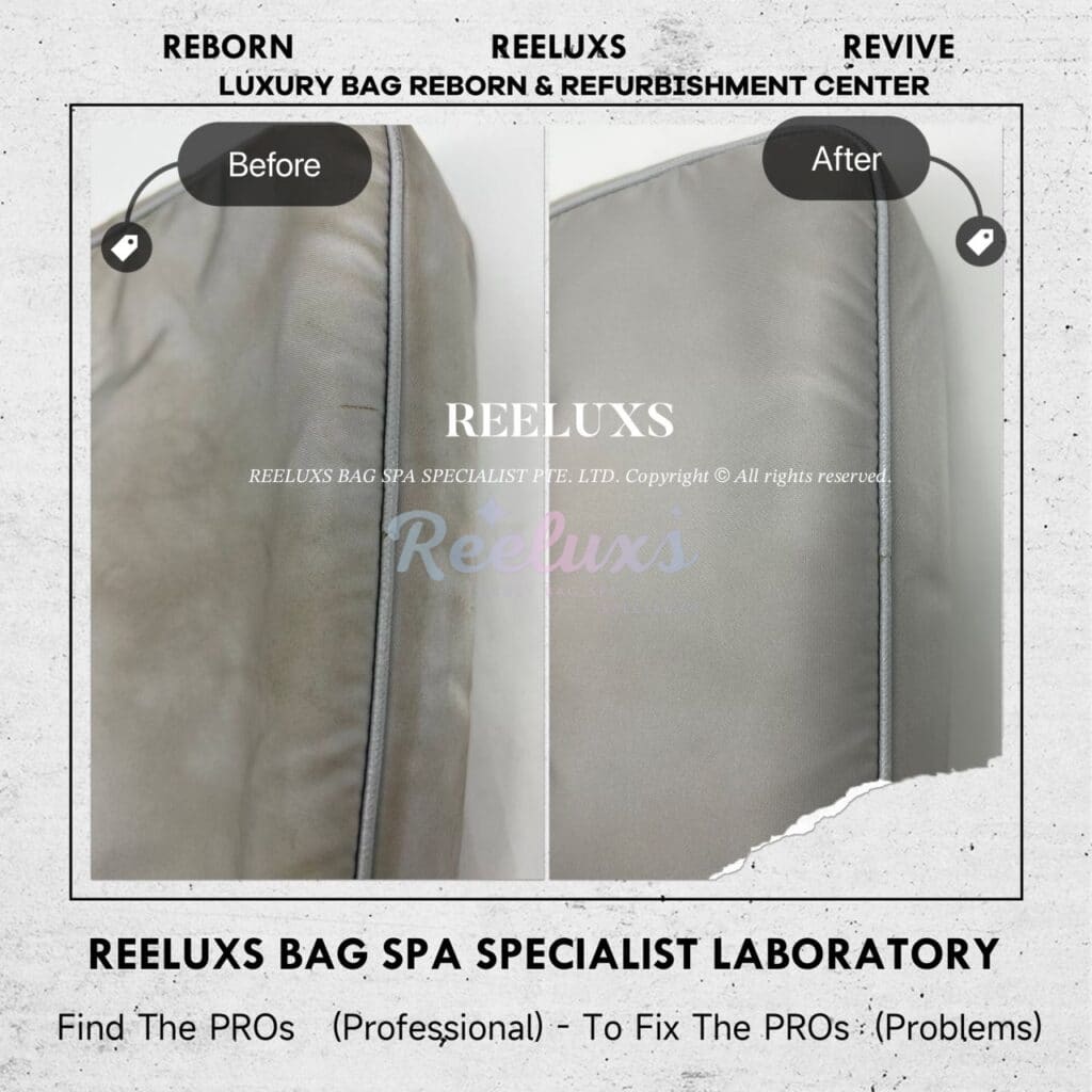 Re-Edition 2005 Re-Nylon Grey Bag Yellowish Stain Mark Nano Spa Treatment — frame 6
