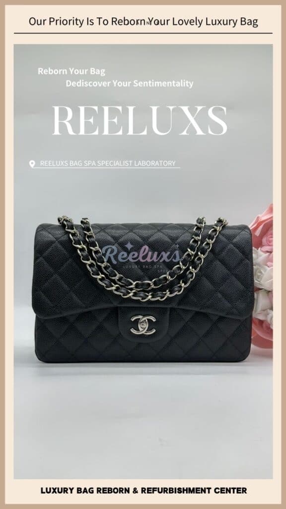 Lambskin Single Flap Color Damaged Corner Tear Off Customised To Black Caviar… — frame 2
