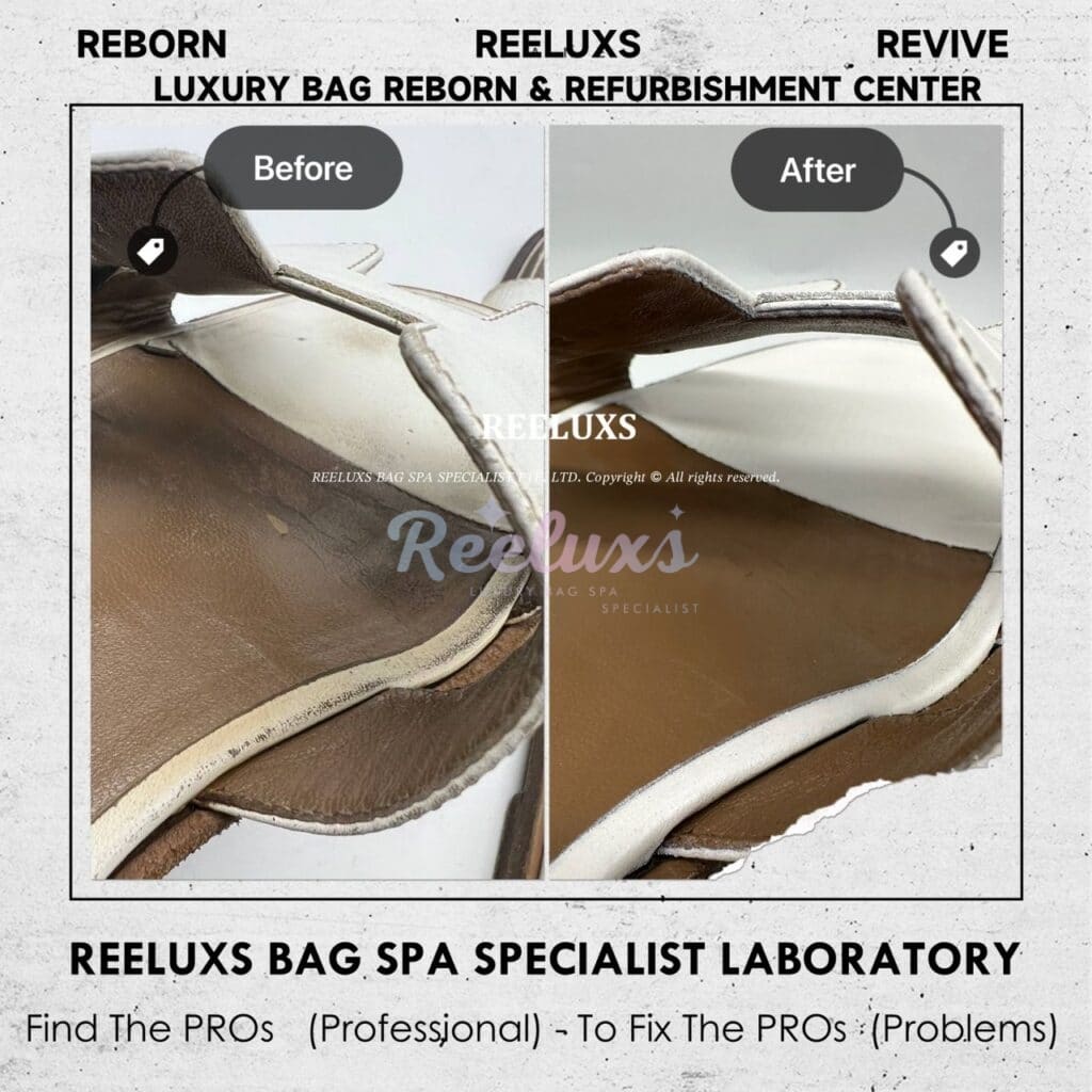 Oran White Color Sandals Foot Base Color Faded & Leather Scratches Color… — frame 7