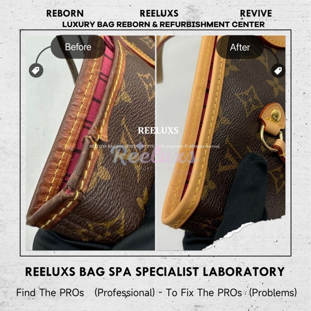 Neverfull PM Monogram Canvas Entire Vachetta Cracked Fully Stain Side Puller Broken… — frame 20