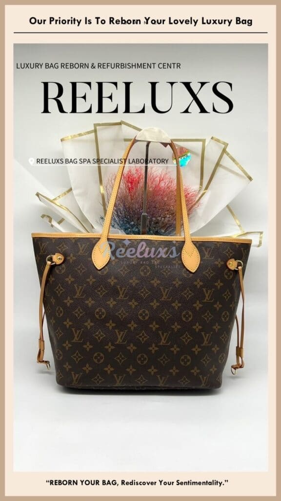 Neverfull PM Monogram Canvas Entire Vachetta Cracked Fully Stain Side Puller Broken… — frame 12