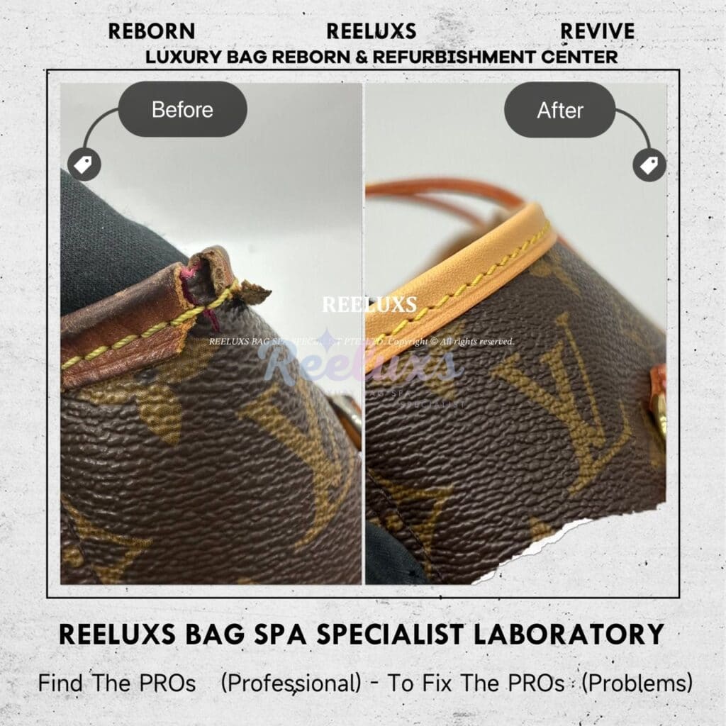 Neverfull PM Monogram Canvas Entire Vachetta Cracked Fully Stain Side Puller Broken… — frame 16