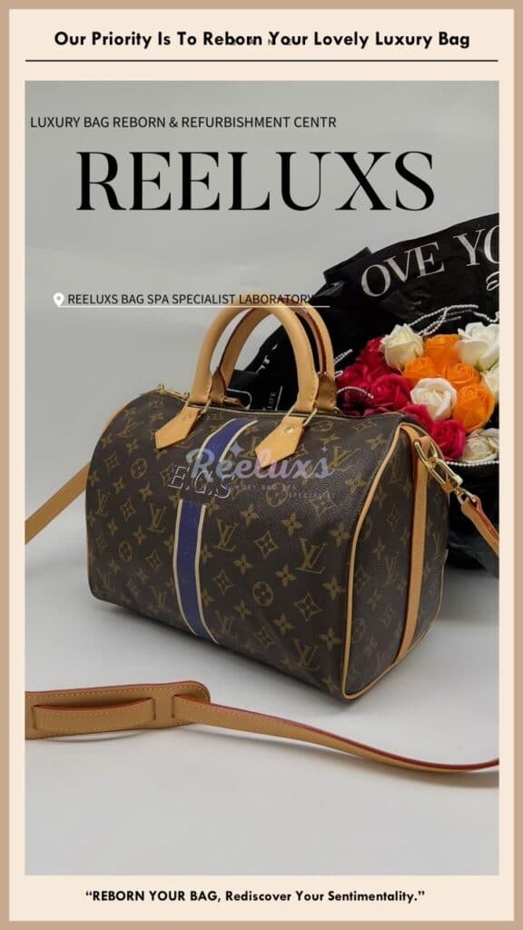 Speedy 25 Monogram Canvas Entire Vachetta Crack & Fully Stain & Customised… — frame 3