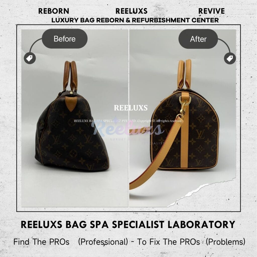 Speedy 25 Monogram Canvas Entire Vachetta Crack & Fully Stain & Customised… — frame 4
