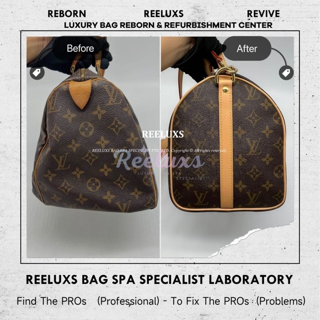 Speedy 25 Monogram Canvas Entire Vachetta Crack & Fully Stain & Customised… — frame 8