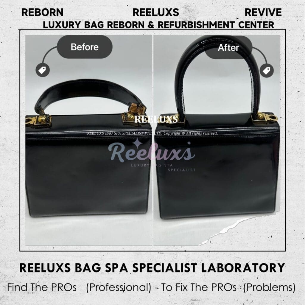SALVATORE FERRAGAMO Kelly Top Handle Bag Color Faded Handle Cracked & Broken — frame 2