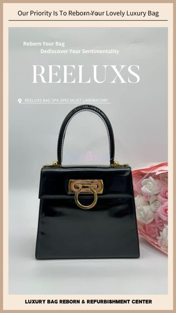 SALVATORE FERRAGAMO Kelly Top Handle Bag Color Faded Handle Cracked & Broken — frame 4