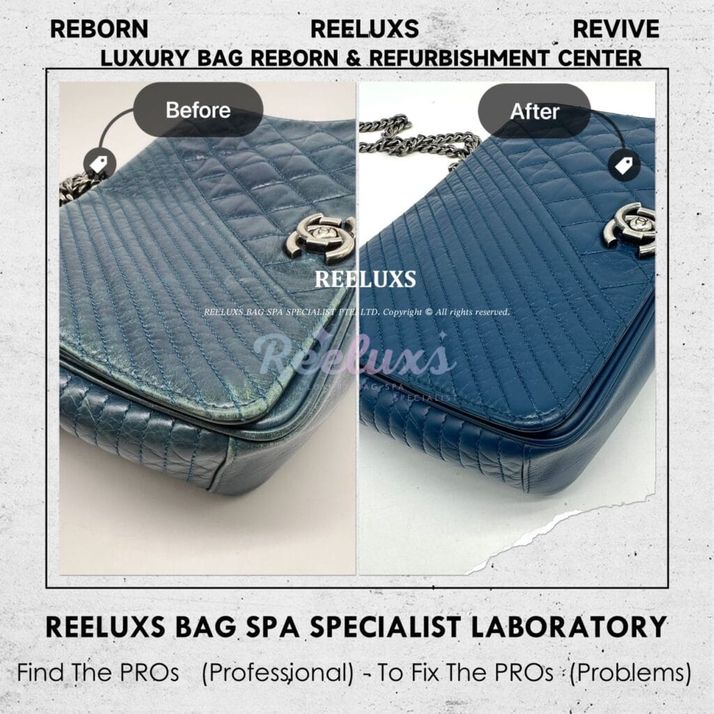 Light Navy Blue Shoulder Bag Color Faded Leather Scratches Corner Color Peel… — frame 1