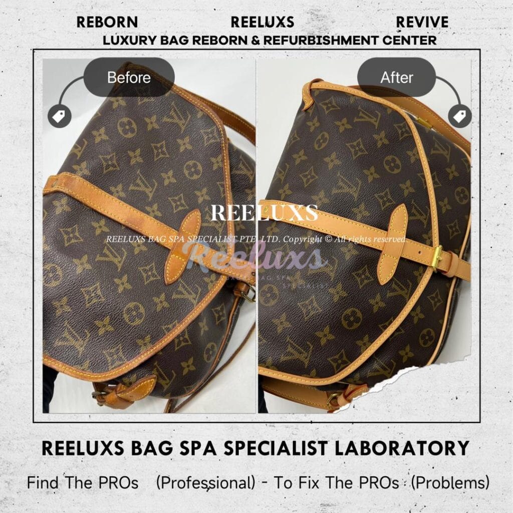 Monogram Canvas Saumur Shoulder Bag Entire Vachetta Cracked & Damaged — frame 6
