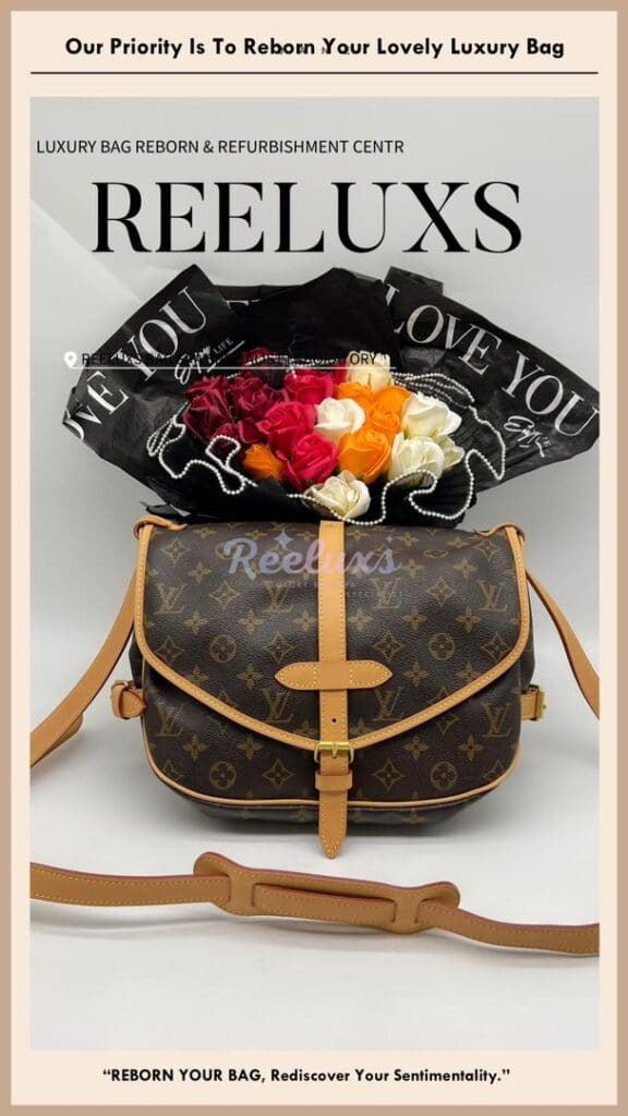 Monogram Canvas Saumur Shoulder Bag Entire Vachetta Cracked & Damaged — frame 11
