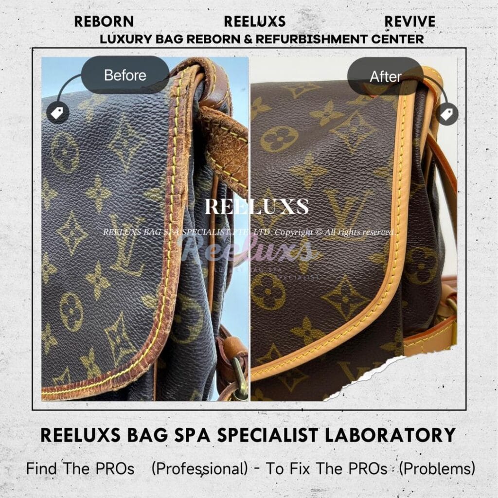 Monogram Canvas Saumur Shoulder Bag Entire Vachetta Cracked & Damaged — frame 4