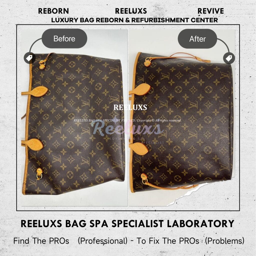 Neverfull Monogram Canvas Shoulder Bag Trim Vachetta Cracked & Damaged Side Puller… — frame 6
