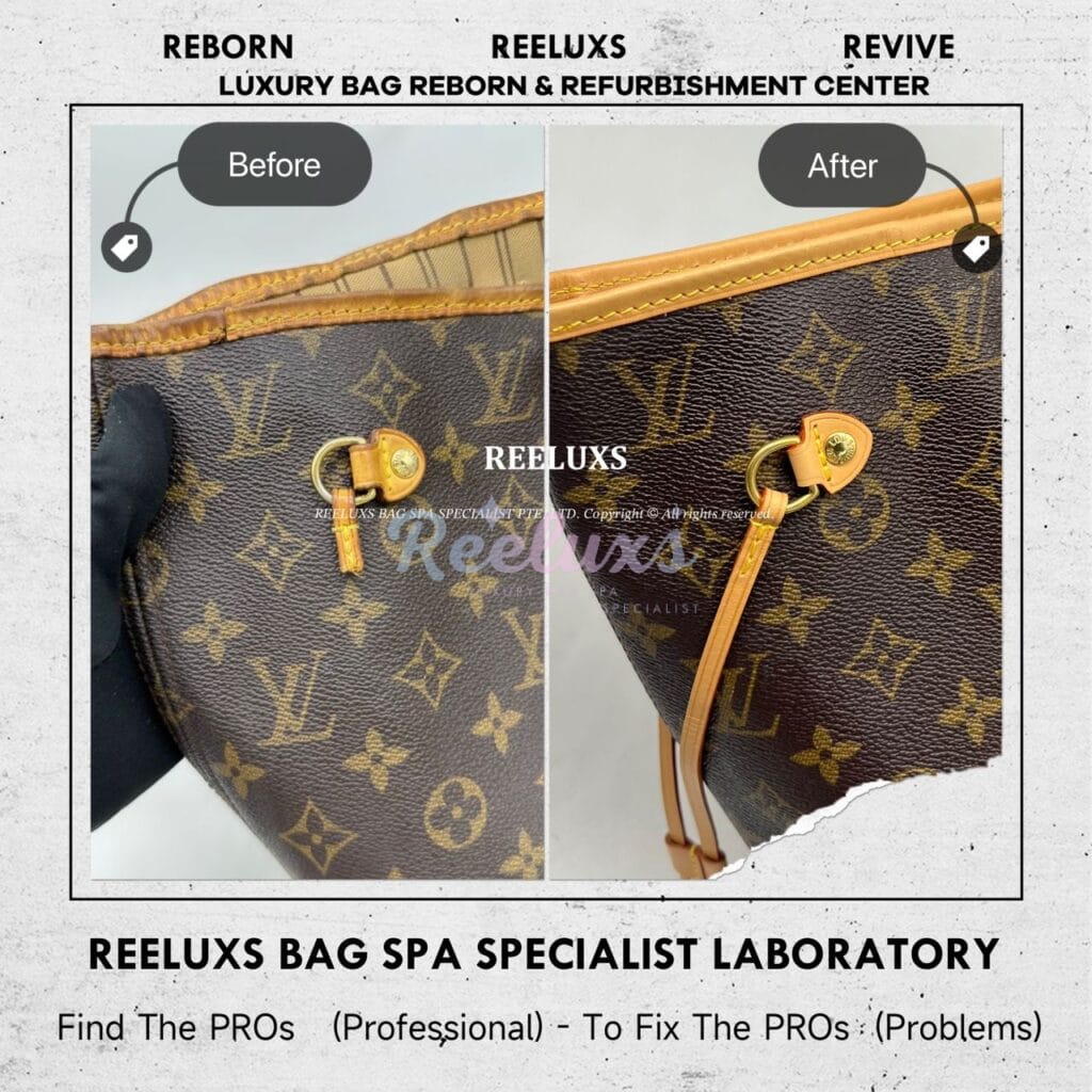 Neverfull Monogram Canvas Shoulder Bag Trim Vachetta Cracked & Damaged Side Puller… — frame 1