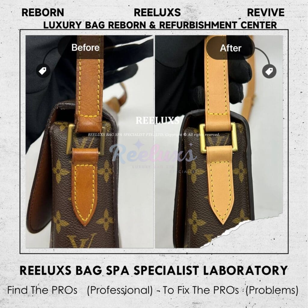 Saint Cloud Monogram Canvas Shoulder Bag Vachetta Hook Broken Vachetta Fully Scratches… — frame 7