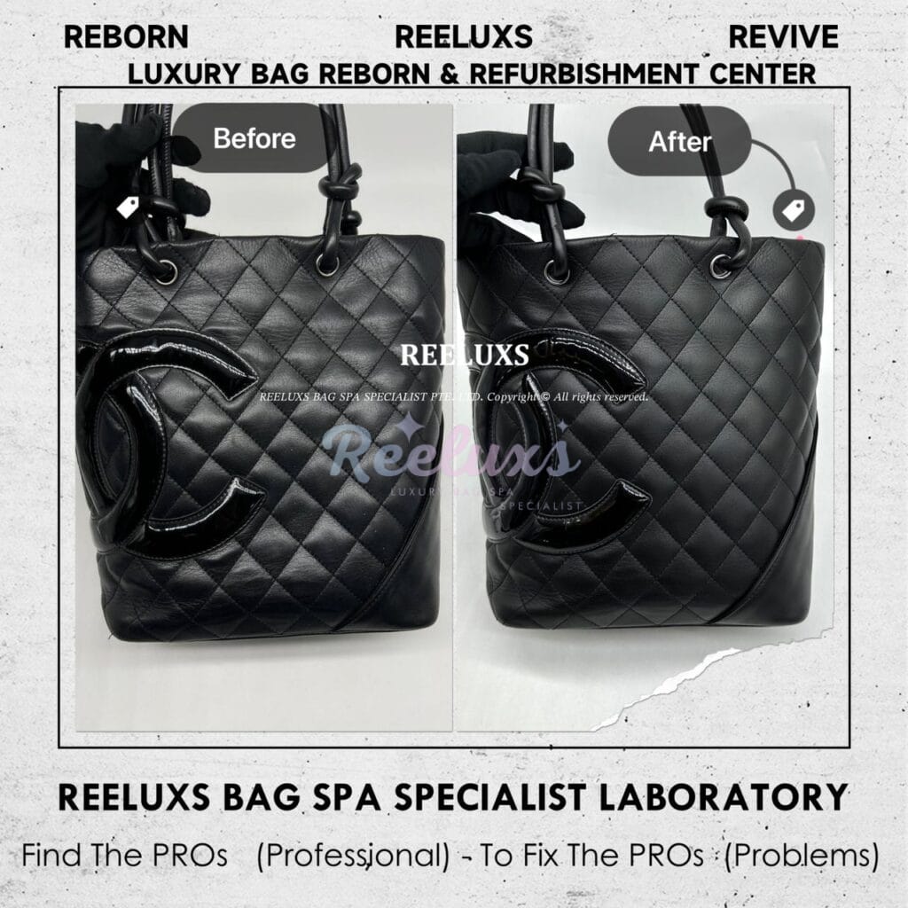 Cambon Black Leather With Patent Leather Color Faded Corner Damaged — frame 1