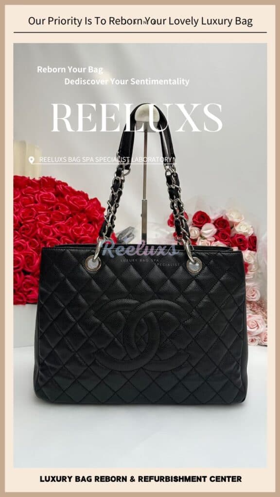 GST Black Leather Shoulder Bag Color Faded Peel Off Corner Damaged — frame 9