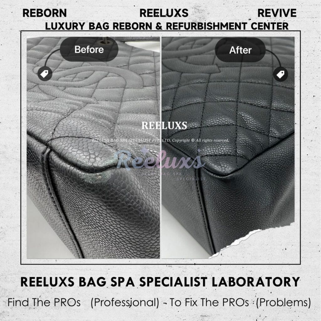 GST Black Leather Shoulder Bag Color Faded Peel Off Corner Damaged — frame 3