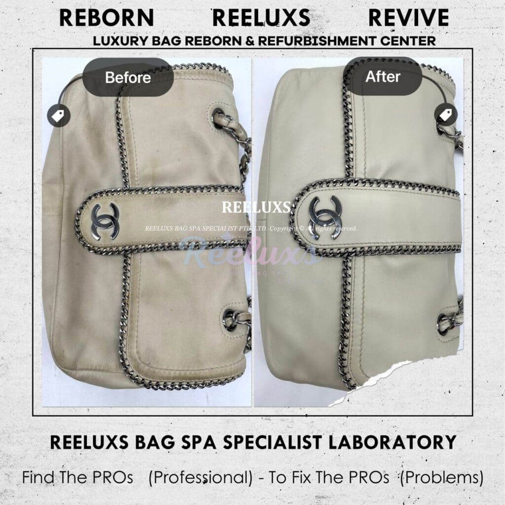 CHANEL Madison Flap Shoulder Leather Scratches Corner Faded Color Heavy Transfer Problem Restoration 1 CHANEL Madison Flap Shoulder Leather Scratches Corner Faded Color Heavy Transfer Problem Restoration4