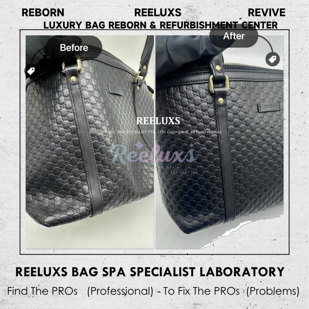 Guccissima Black Leather Handbag Puller Leather Loose & Damaged — frame 5