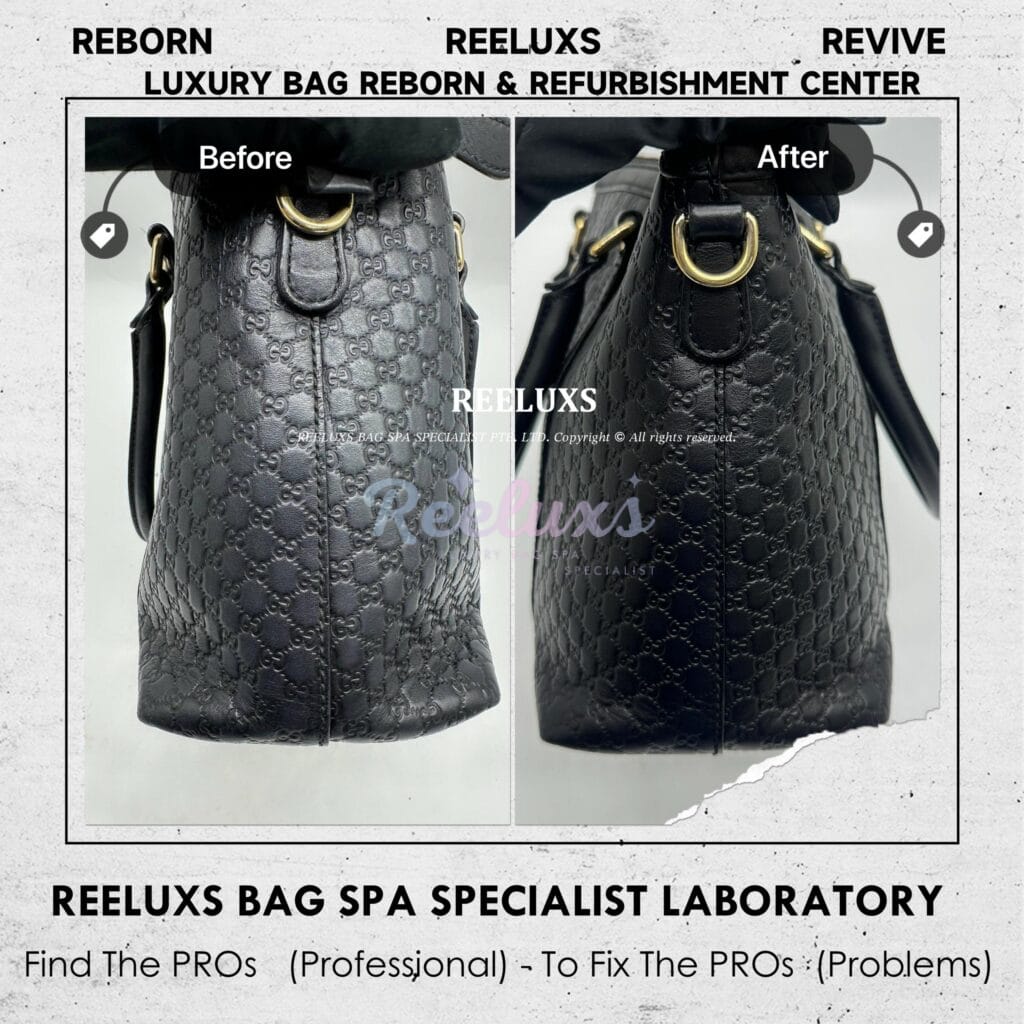 Guccissima Black Leather Handbag Puller Leather Loose & Damaged — frame 7