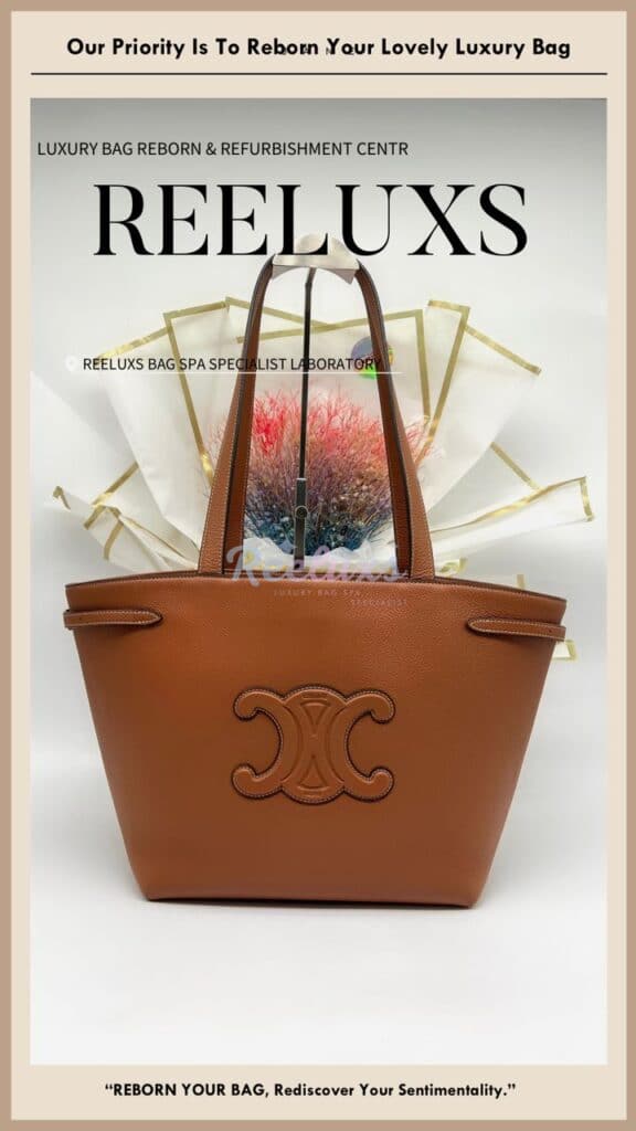 Medium Cabas Anais Cuir Triomphe In Grained Calfskin Shoulder Bag Color Faded Glue Stain Chemical Damaged Partly Restoration — frame 2
