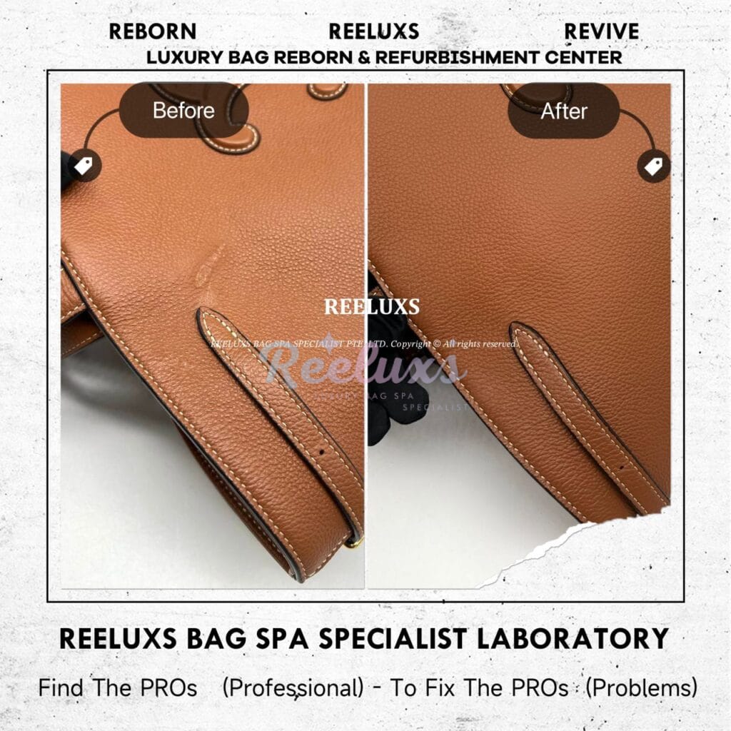 CELINE Medium Cabas Anais Cuir Triomphe In Grained Calfskin Shoulder Bag Color Faded Glue Stain Chemical Damaged Partly Restoration 2