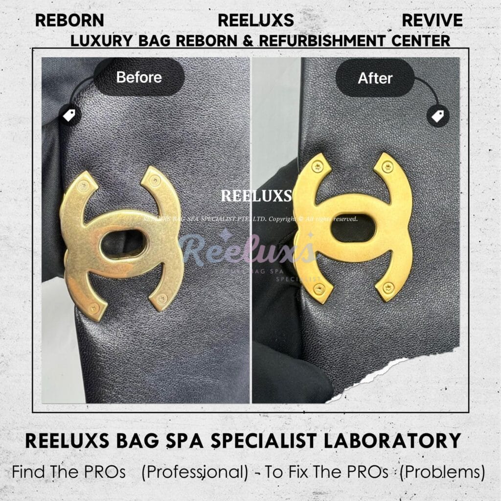 19 Lambskin Leather Sling Bag Metal Logo Color Faded & Scratches 24K Gold Re-plating — frame 2